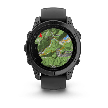 fenix E – 47 mm, AMOLED Slate Grey Steel with Black Silicone Band - Fitness New Zealand