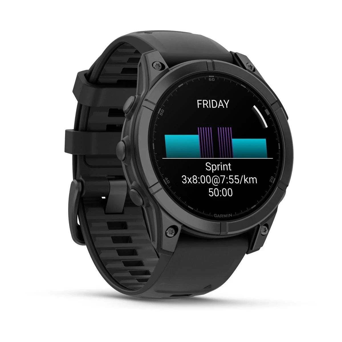 fenix E – 47 mm, AMOLED Slate Grey Steel with Black Silicone Band - Fitness New Zealand