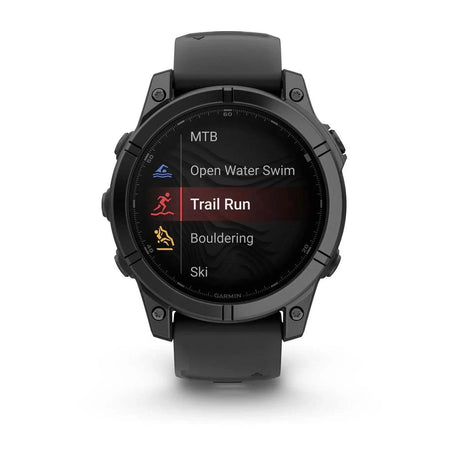 fenix E – 47 mm, AMOLED Slate Grey Steel with Black Silicone Band - Fitness New Zealand