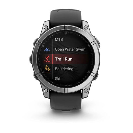 fenix E – 47 mm, AMOLED Stainless Steel with Black Silicone Band - Fitness New Zealand