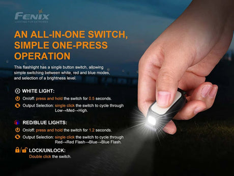 Fenix MINI - LITE Compact EDC Flashlight (Black) - Fitness New Zealand