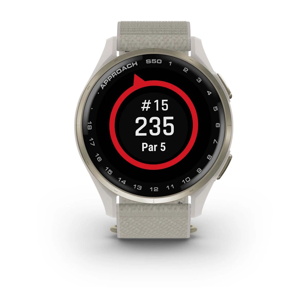 Garmin Approach S50 - Cream Gold Aluminium Bezel with Ivory ComfortFit Nylon Band - Fitness New Zealand