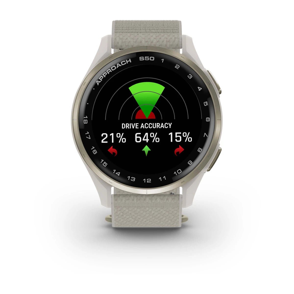 Garmin Approach S50 - Cream Gold Aluminium Bezel with Ivory ComfortFit Nylon Band - Fitness New Zealand