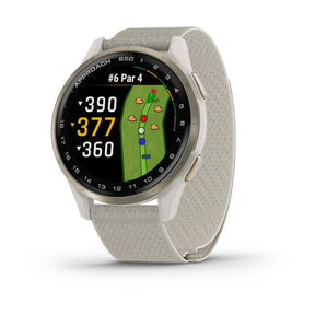 Garmin Approach S50 - Cream Gold Aluminium Bezel with Ivory ComfortFit Nylon Band - Fitness New Zealand