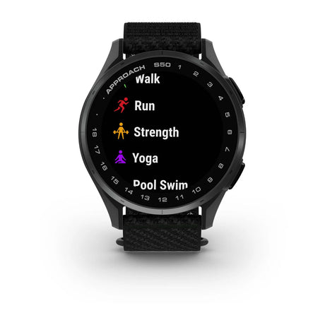 Garmin Approach S50 - Slate Aluminium Bezel with Black ComfortFit Nylon Band - Fitness New Zealand