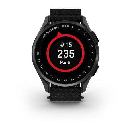 Garmin Approach S50 - Slate Aluminium Bezel with Black ComfortFit Nylon Band - Fitness New Zealand