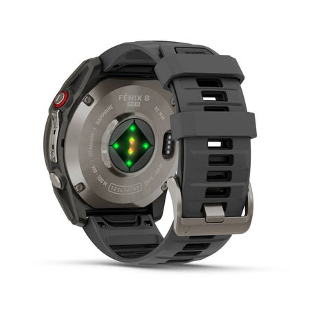 Garmin fenix 8 Pro – 51 mm AMOLED Sapphire, Titanium with Graphite/black silicone band - Fitness New Zealand