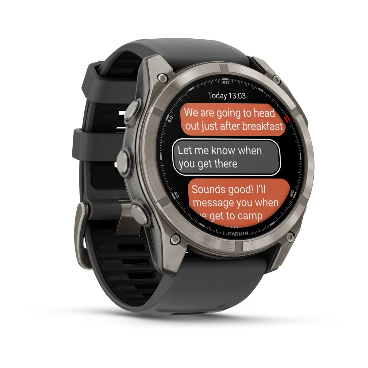 Garmin fenix 8 Pro – 51 mm AMOLED Sapphire, Titanium with Graphite/black silicone band - Fitness New Zealand