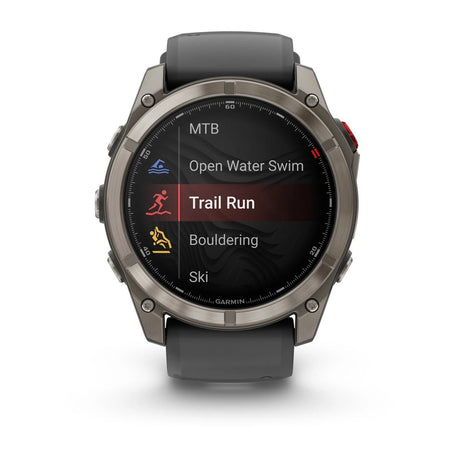 Garmin fenix 8 Pro – 51 mm AMOLED Sapphire, Titanium with Graphite/black silicone band - Fitness New Zealand