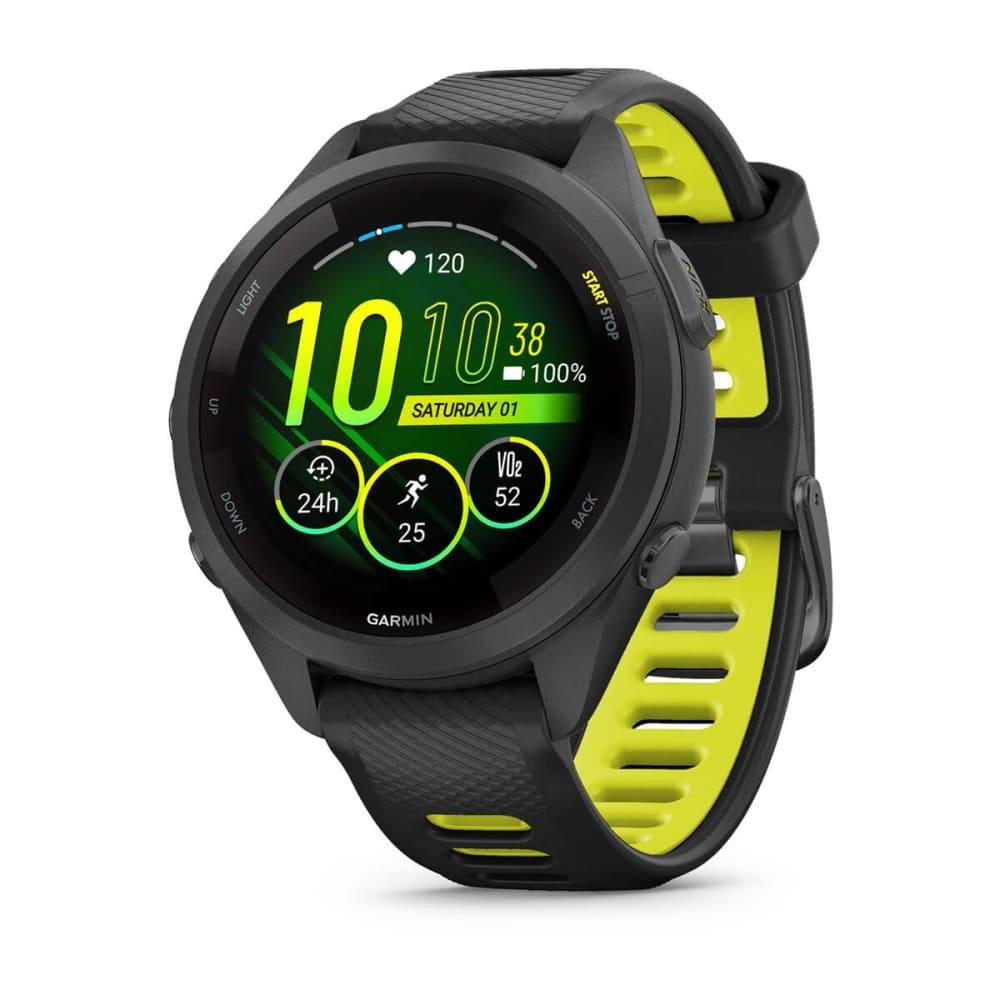 Garmin Forerunner 265S Multisport GPS Smartwatch – Black Bezel and Case with Black/Amp Yellow Silicone Band - Fitness New Zealand