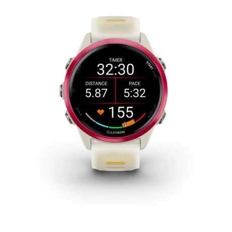 Garmin Forerunner 570 - 42mm Raspberry Aluminium with Translucent Bone/Mango Band - Fitness New Zealand