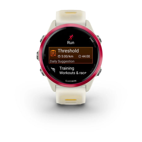 Garmin Forerunner 570 - 42mm Raspberry Aluminium with Translucent Bone/Mango Band - Fitness New Zealand