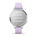 Garmin Lily 2 Active - Silver with Purple Jasmine Silicone Band - Fitness New Zealand