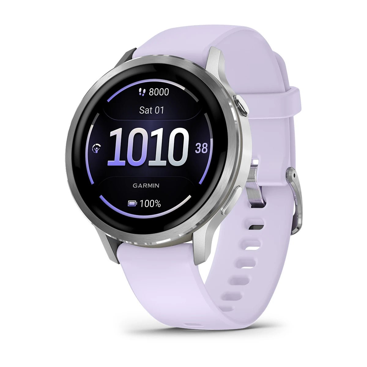 Garmin Venu 4 - 41 mm Silver with Periwinkle Silicone Band - Fitness New Zealand