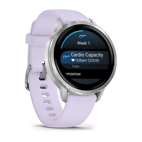 Garmin Venu 4 - 41 mm Silver with Periwinkle Silicone Band - Fitness New Zealand