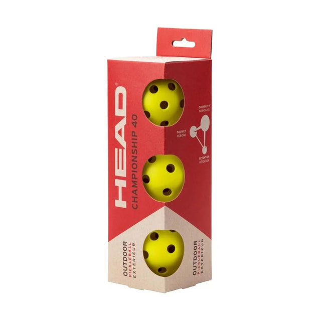 HEAD Championship 40 Outdoor Pickleball (Pack of 3) - Fitness New Zealand