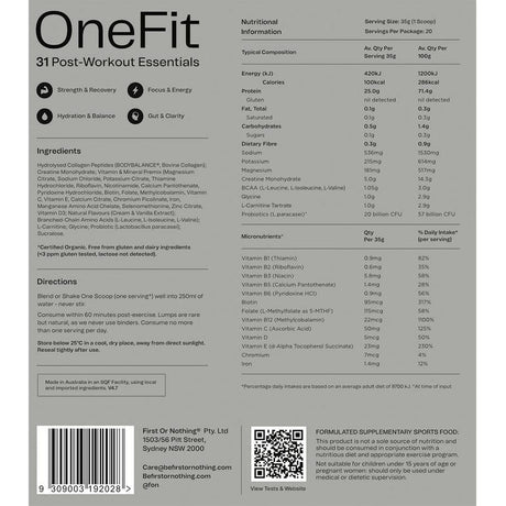 OneFit Recovery Vanilla 700g Pouch - Fitness New Zealand
