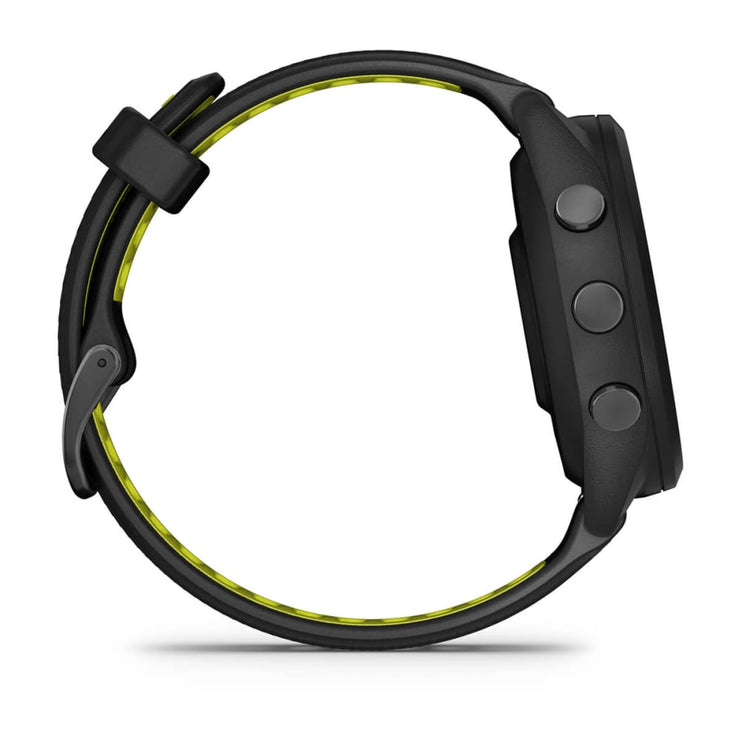 Garmin Forerunner 265S Multisport GPS Smartwatch – Black Bezel and Case with Black/Amp Yellow Silicone Band