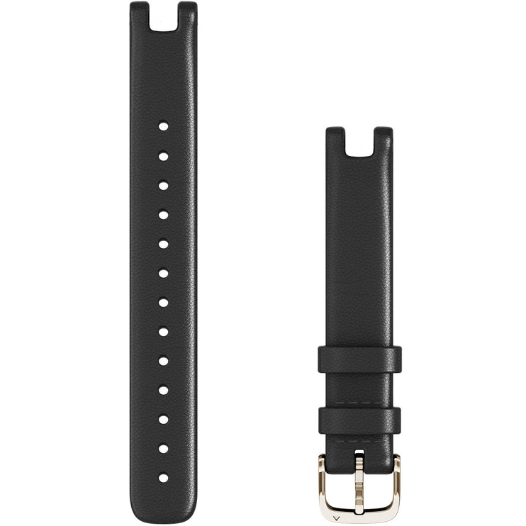 Garmin Lily Band (14 mm) Black Italian Leather with Cream Gold Hardware