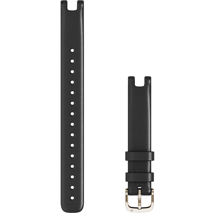 Large Garmin Lily Band (14 mm) Black Italian Leather with Cream Gold Hardware