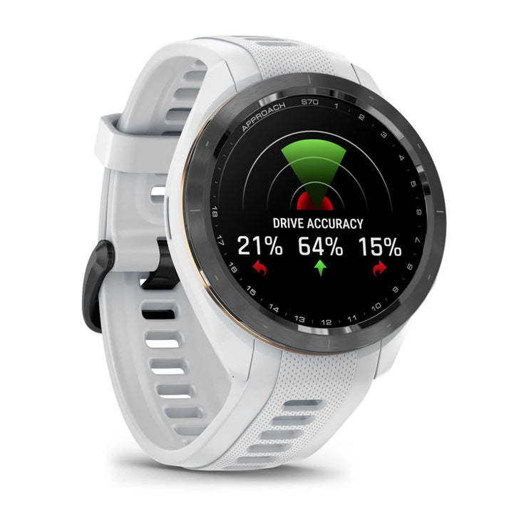 Garmin Approach S70 – 42mm – Black Ceramic Bezel with White Silicone Band