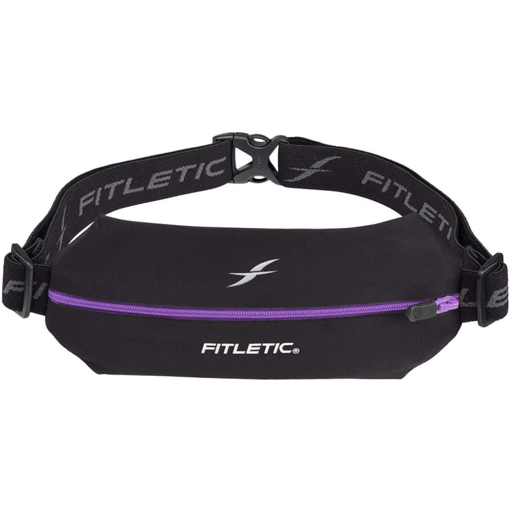 Fitletic Mini Sport Belt Runners Pouch – Black/Purple Zip