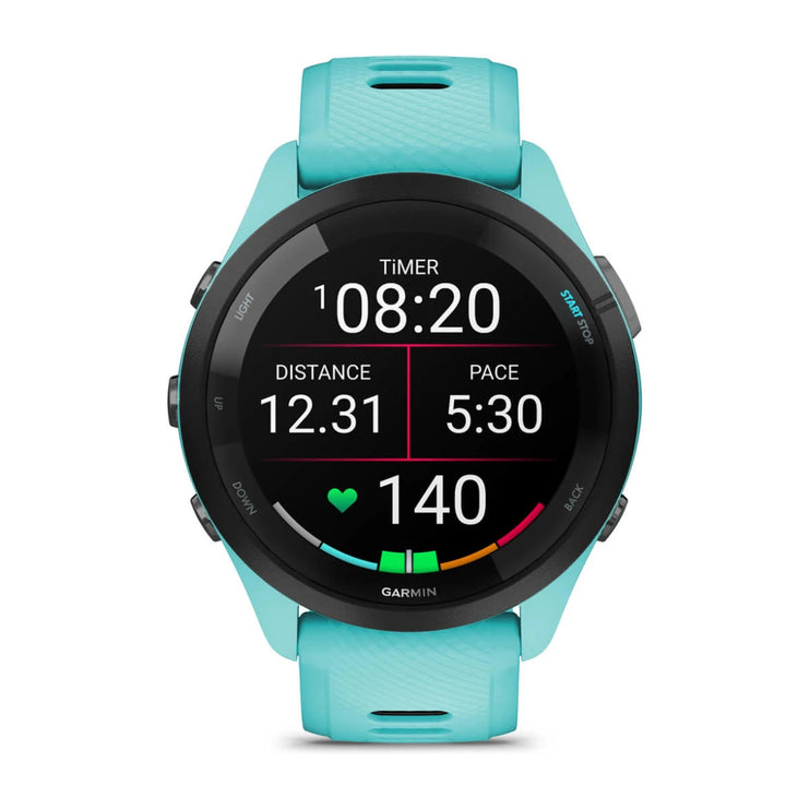 Garmin Forerunner 265 Multisport GPS Smartwatch – Black Bezel with Aqua Case