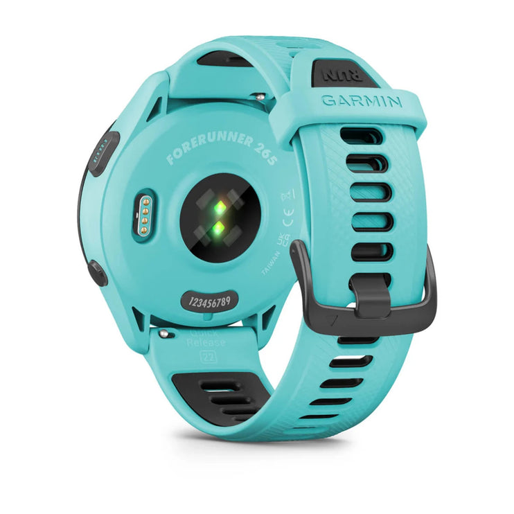 Garmin Forerunner 265 Multisport GPS Smartwatch – Black Bezel with Aqua Case