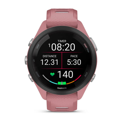Garmin Forerunner 265S Multisport GPS Smartwatch – Black Bezel with Light Pink Case