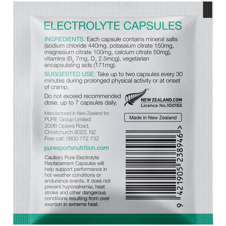 PURE Electrolyte Replacement Capsules (4) - Fitness New Zealand