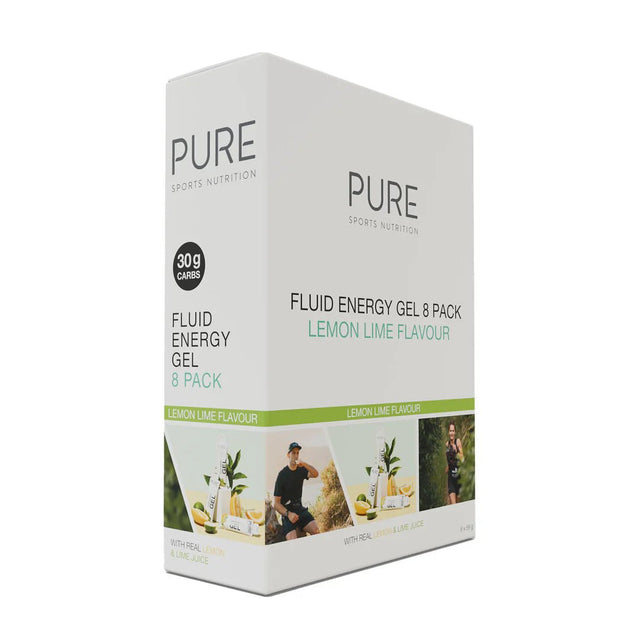 PURE Fluid Energy Gel - Lemon Lime 50g - 8 Pack - Fitness New Zealand