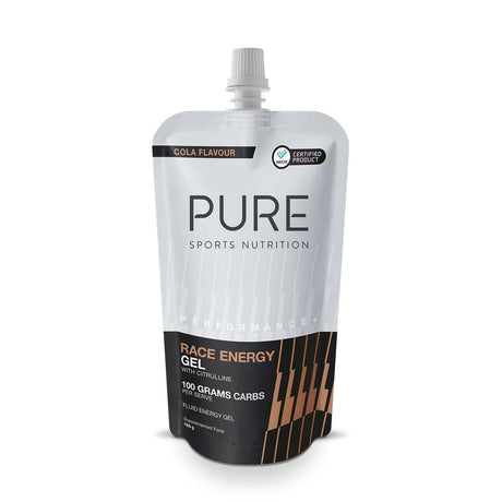 PURE Performance + Race Energy Gel 100 g Carb Pouch - Cola - Fitness New Zealand