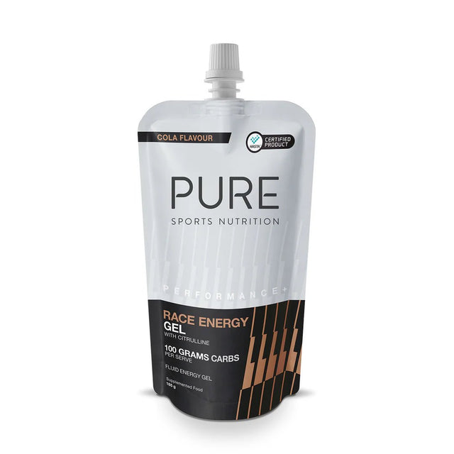 PURE Performance + Race Energy Gel 100 g Carb Pouch - Cola - Fitness New Zealand