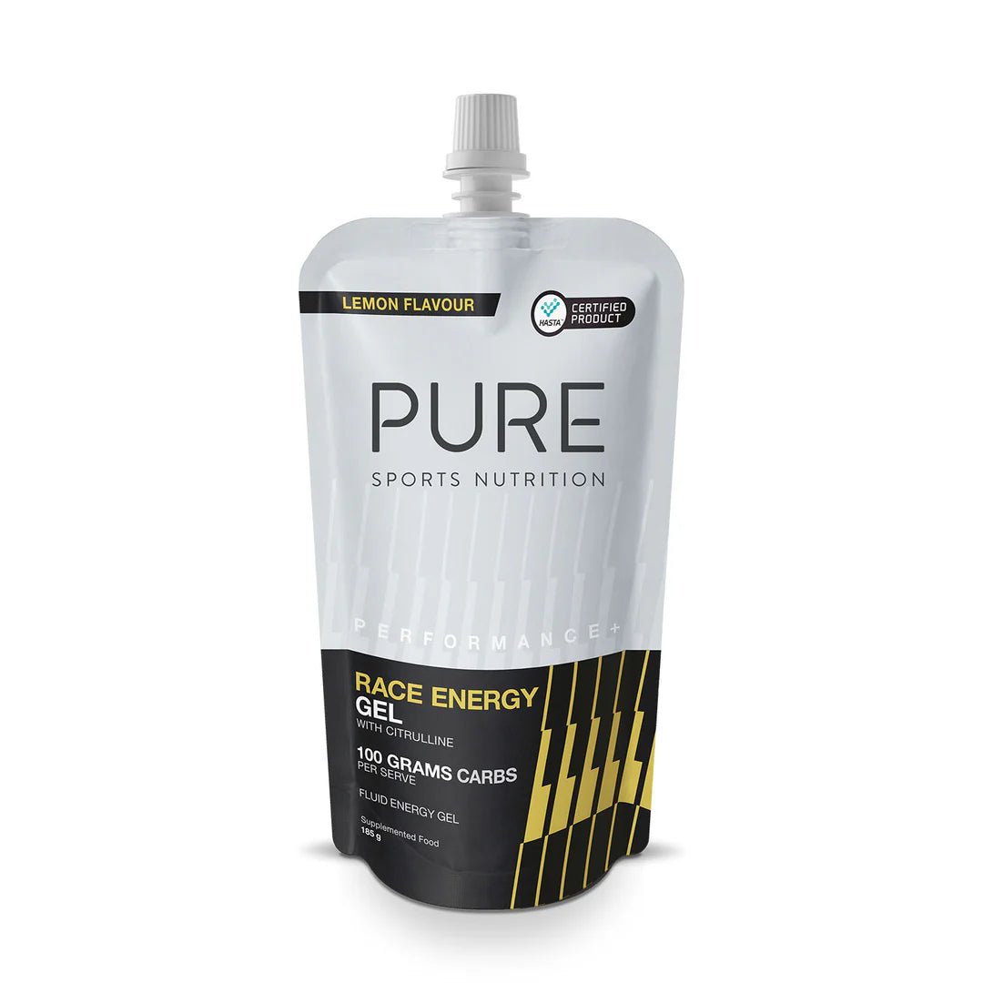PURE Performance + Race Energy Gel 100 g Carb Pouch - Lemon - Fitness New Zealand