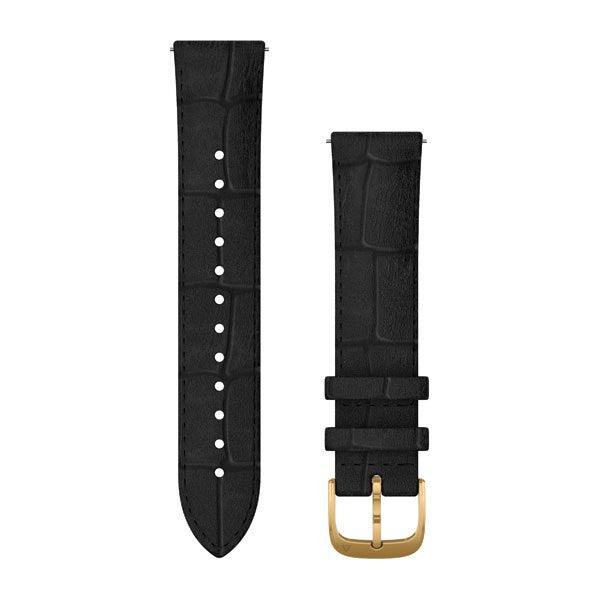 Quick Release Band 20mm – Black Italian Leather with 24K Gold PVD Hardware - Fitness New Zealand