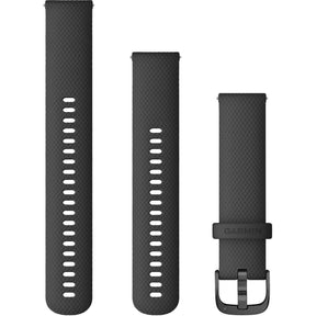 Quick Release Band 20mm – Black Silicone with Slate Hardware - Fitness New Zealand