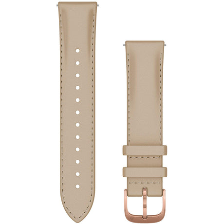 Quick Release Band 20mm – Light Sand Italian Leather with 18K Rose Gold PVD hardware - Fitness New Zealand