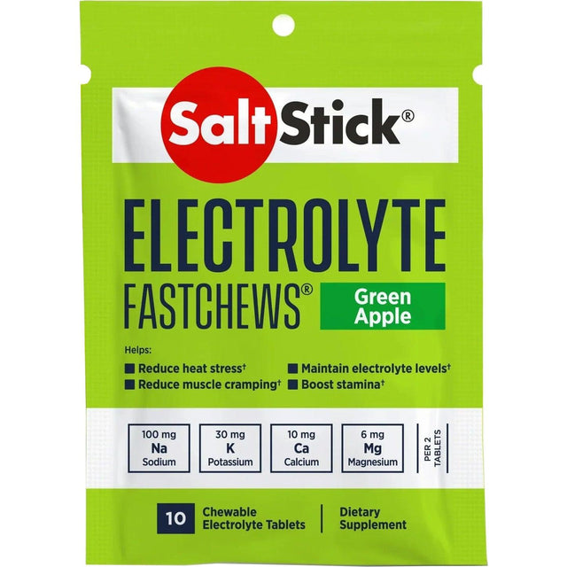 Saltstick FastChews - Pack of 10 Chewable Electrolytes - Green Apple - Fitness New Zealand