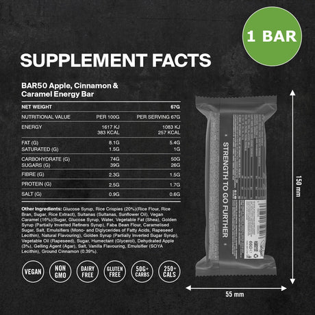 Styrkr BAR50 Apple, Cinnamon & Caramel Energy Bar - Fitness New Zealand