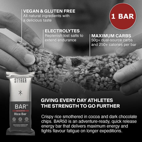 Styrkr BAR50 Dark Chocolate Chip Energy Bar - Fitness New Zealand