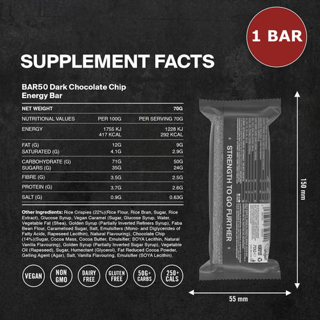 Styrkr BAR50 Dark Chocolate Chip Energy Bar - Fitness New Zealand