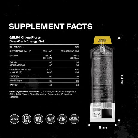 Styrkr Gel GEL50 Citrus Fruits Dual - Carb - Fitness New Zealand