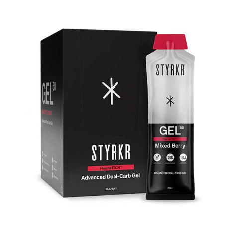 Styrkr Gel GEL50 Mixed Berry Dual - Carb - Box of 12 - Fitness New Zealand