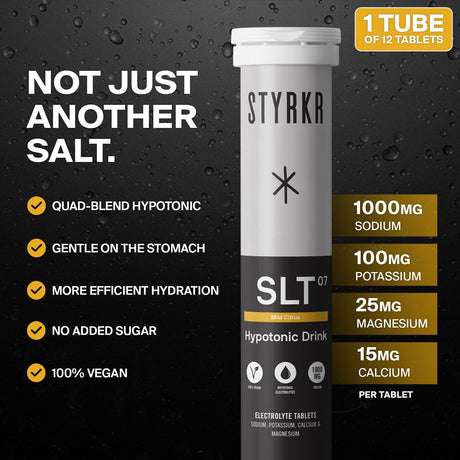 Styrkr SLT07 Hydration Tablets Mild Citrus - 1000MG - Fitness New Zealand