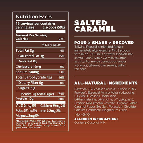 Tailwind Nutrition REBUILD Recovery Drink - Salted Caramel - Fitness New Zealand