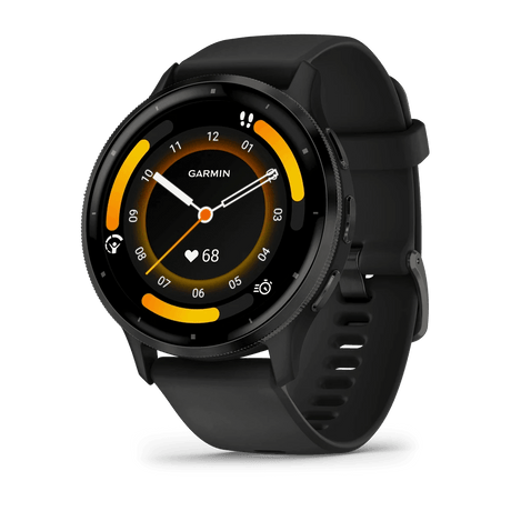 Venu 3 Slate stainless steel bezel with black case and silicone band - Fitness New Zealand