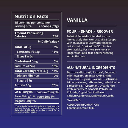 Tailwind Nutrition REBUILD Recovery Drink - Vanilla