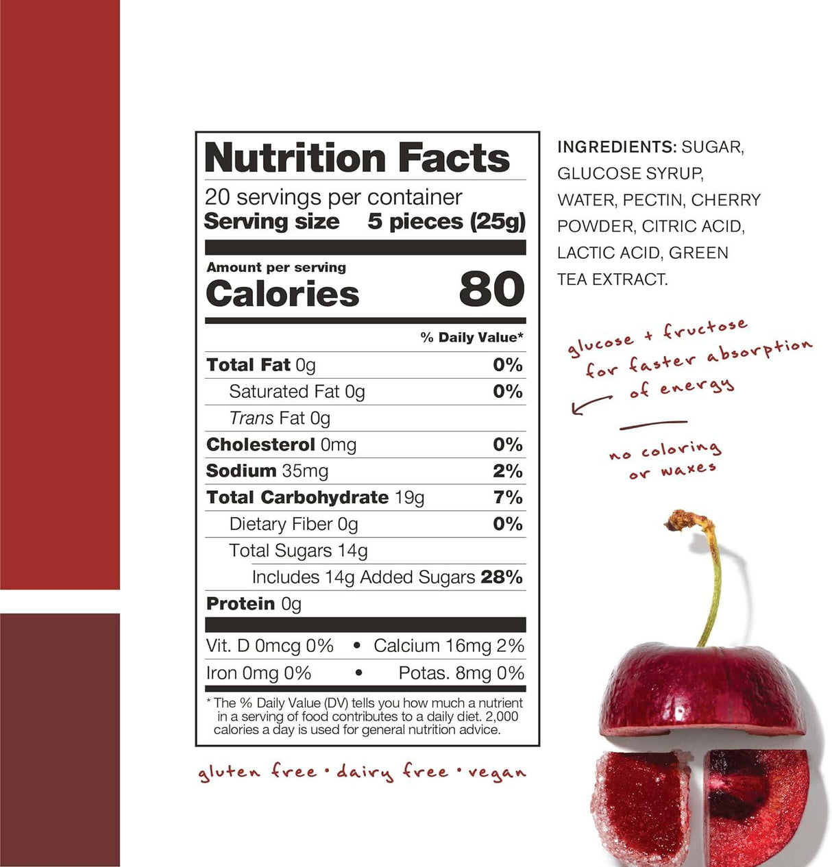 Skratch Labs Cherry Energy Chews + Caffeine - Fitness New Zealand
