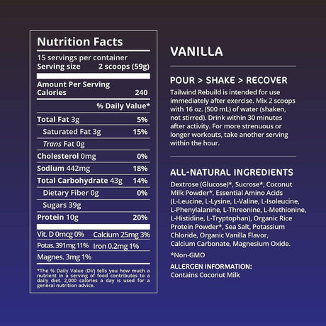 Tailwind Nutrition REBUILD Recovery Drink - Vanilla - Fitness New Zealand